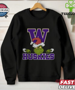 NCAA Washington Huskies Logo Football Grinch Christmas T Shirt