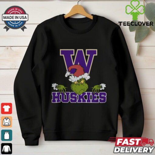 NCAA Washington Huskies Logo Football Grinch Christmas T Shirt