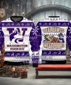 NCAA Washington Huskies Real Dawgs Wear Purple Ugly Christmas Sweater