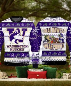 NCAA Washington Huskies Real Dawgs Wear Purple Ugly Christmas Sweater