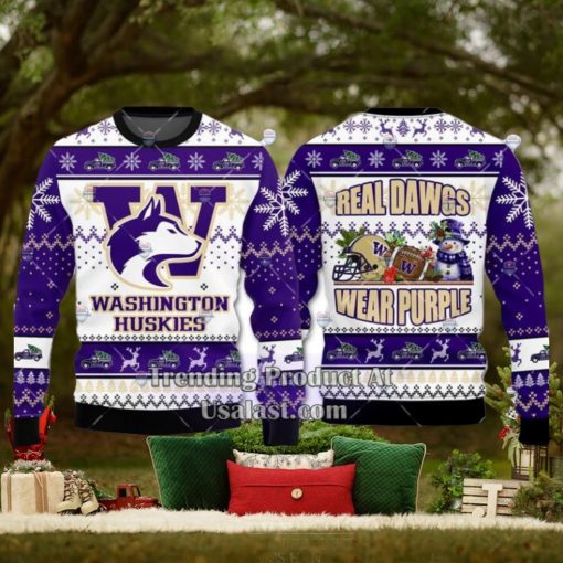 NCAA Washington Huskies Real Dawgs Wear Purple Ugly Christmas Sweater