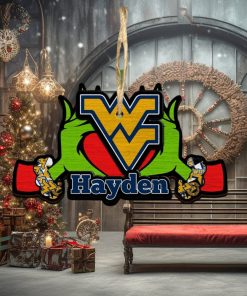 NCAA West Virginia Mountaineers Grinch Christmas Ornament Personalized Your Name