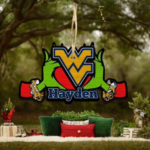NCAA West Virginia Mountaineers Grinch Christmas Ornament