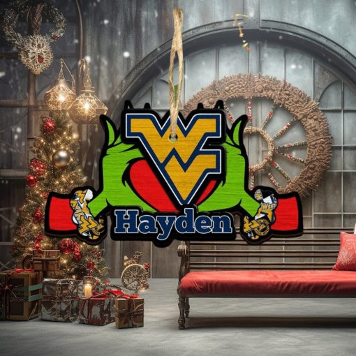 NCAA West Virginia Mountaineers Grinch Christmas Ornament