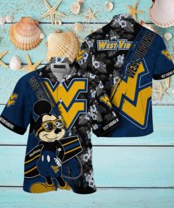 NCAA West Virginia Mountaineers Hawaiian Shirt Mickey And Floral Pattern