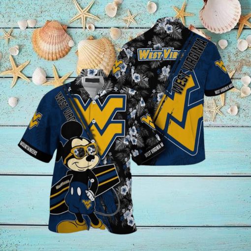 NCAA West Virginia Mountaineers Hawaiian Shirt Mickey And Floral Pattern