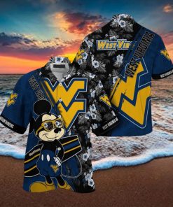 NCAA West Virginia Mountaineers Hawaiian Shirt Mickey And Floral Pattern