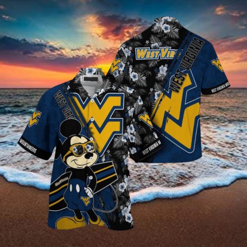 NCAA West Virginia Mountaineers Hawaiian Shirt Mickey And Floral Pattern