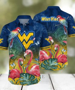 NCAA West Virginia Mountaineers WVU Hawaiian Shirt Pink Flamingo And Palm Leaves