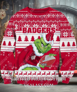 NCAA Wisconsin Badgers Sneaky Grinch Christmas 2024 Ugly Sweater