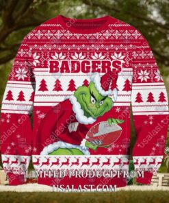 NCAA Wisconsin Badgers Sneaky Grinch Christmas 2024 Ugly Sweater