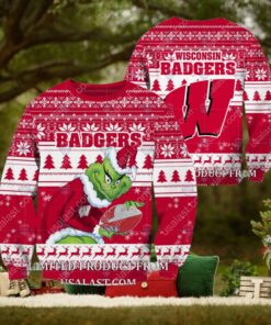 NCAA Wisconsin Badgers Sneaky Grinch Christmas 2024 Ugly Sweaters