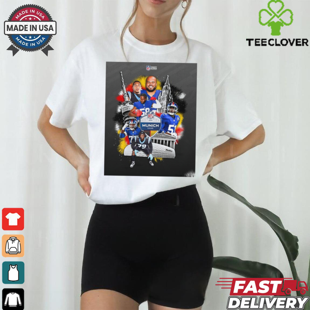 NFL 2024 International Games Giants and Panthers in Munich Game Poster T Shirt NFL 2024 International Games Giants and Panthers in Munich Game Poster T Shirt