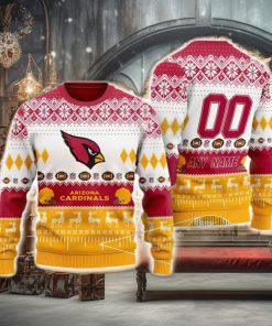 NFL Arizona Cardinals Custom Name And Number Christmas Gift Full Print 3D Sweater Ugly Christmas Sweater