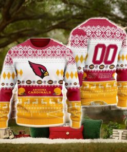 NFL Arizona Cardinals Custom Name And Number Christmas Gift Full Print 3D Sweater Ugly Christmas Sweater