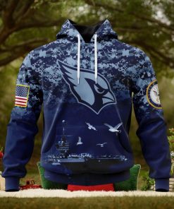 NFL Arizona Cardinals Custom Name Number Honor US Navy Veterans Pullover Hoodie