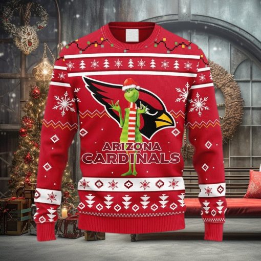 NFL Arizona Cardinals Funny Grinch Christmas Ugly 3D Sweater For Men And Women Gift Ugly Christmas