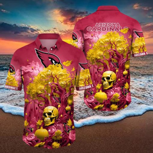 NFL Arizona Cardinals Halloween Skull Pumpkin Hawaiian Shirt