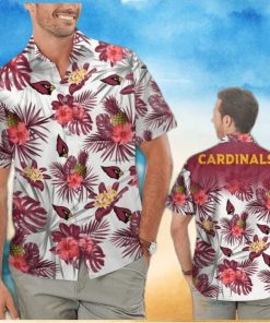 NFL Arizona Cardinals Hawaiian Shirt White Aloha Pink Hibiscus Flower Gift For Football Fans