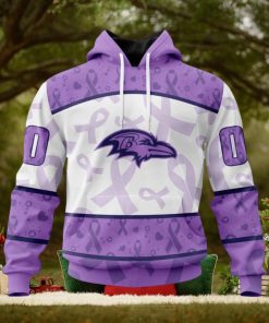 NFL Baltimore Ravens Custom Name Number Fight Cancer Pullover Hoodie