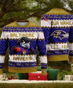NFL Baltimore Ravens Cute Mascot Custom Ugly Christmas Sweater