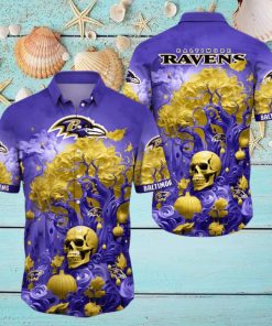 NFL Baltimore Ravens Halloween Skull Pumpkin Hawaiian Shirt