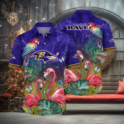 NFL Baltimore Ravens Hawaii Shirt Flamingo And Flower Aloha Shirt