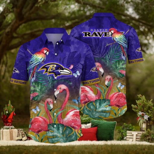 NFL Baltimore Ravens Hawaii Shirt Flamingo And Flower Aloha Shirt