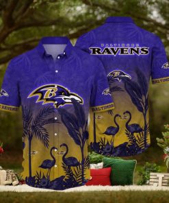 NFL Baltimore Ravens Hawaii Shirt Flamingo And Flower Funny Aloha Shirt