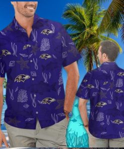 NFL Baltimore Ravens Hawaiian Shirt Sea Life Pattern Beach Gift For Him