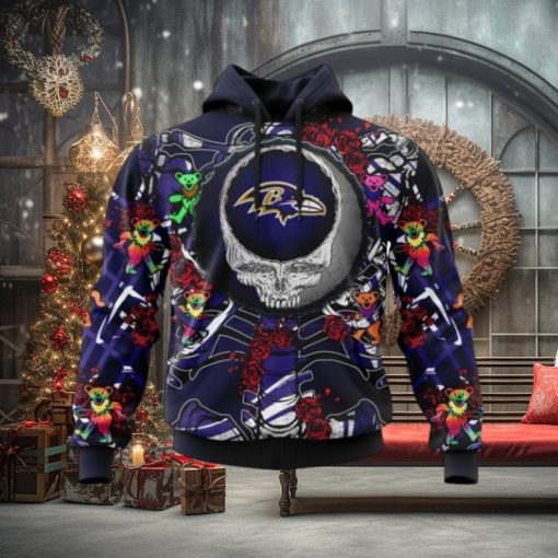 NFL Baltimore Ravens Mix Grateful Dead, Personalized Name & Number Specialized Concepts Kits 3D Hoodie