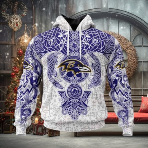 NFL Baltimore Ravens Norse Viking Symbols 3D Hoodie