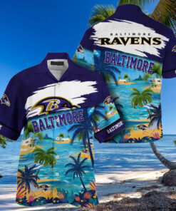 NFL Baltimore Ravens Palm Tree Hot Summer Hawaiian Shirt Gifts Sport Fans
