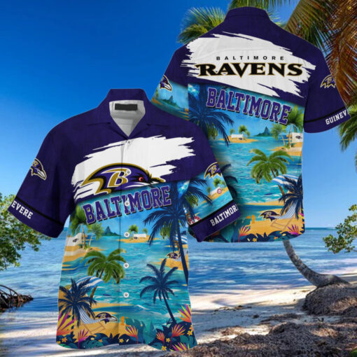 NFL Baltimore Ravens Palm Tree Hot Summer Hawaiian Shirt Gifts Sport Fans