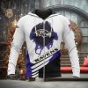 NFL Baltimore Ravens White Purple Zip Up Hoodie