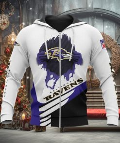 NFL Baltimore Ravens White Purple Zip Up Hoodie