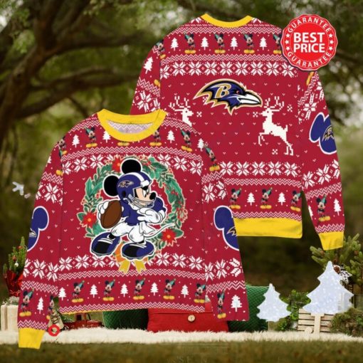 NFL Baltimore Ravens x Mickey Mouse Christ Ugly Sweater