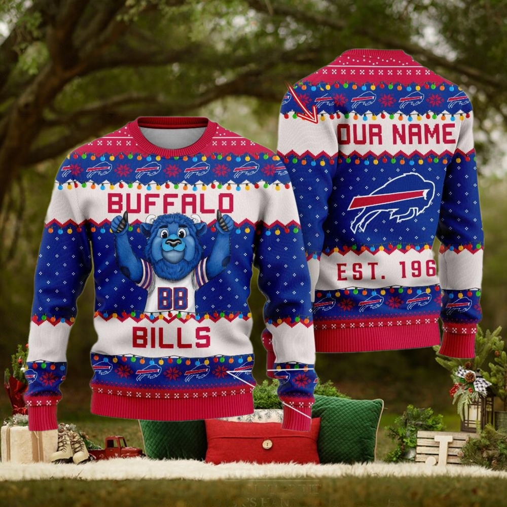 NFL Buffalo Bills Cute Mascot Custom Ugly Christmas Sweater NFL Buffalo Bills Cute Mascot Custom Ugly Christmas Sweater