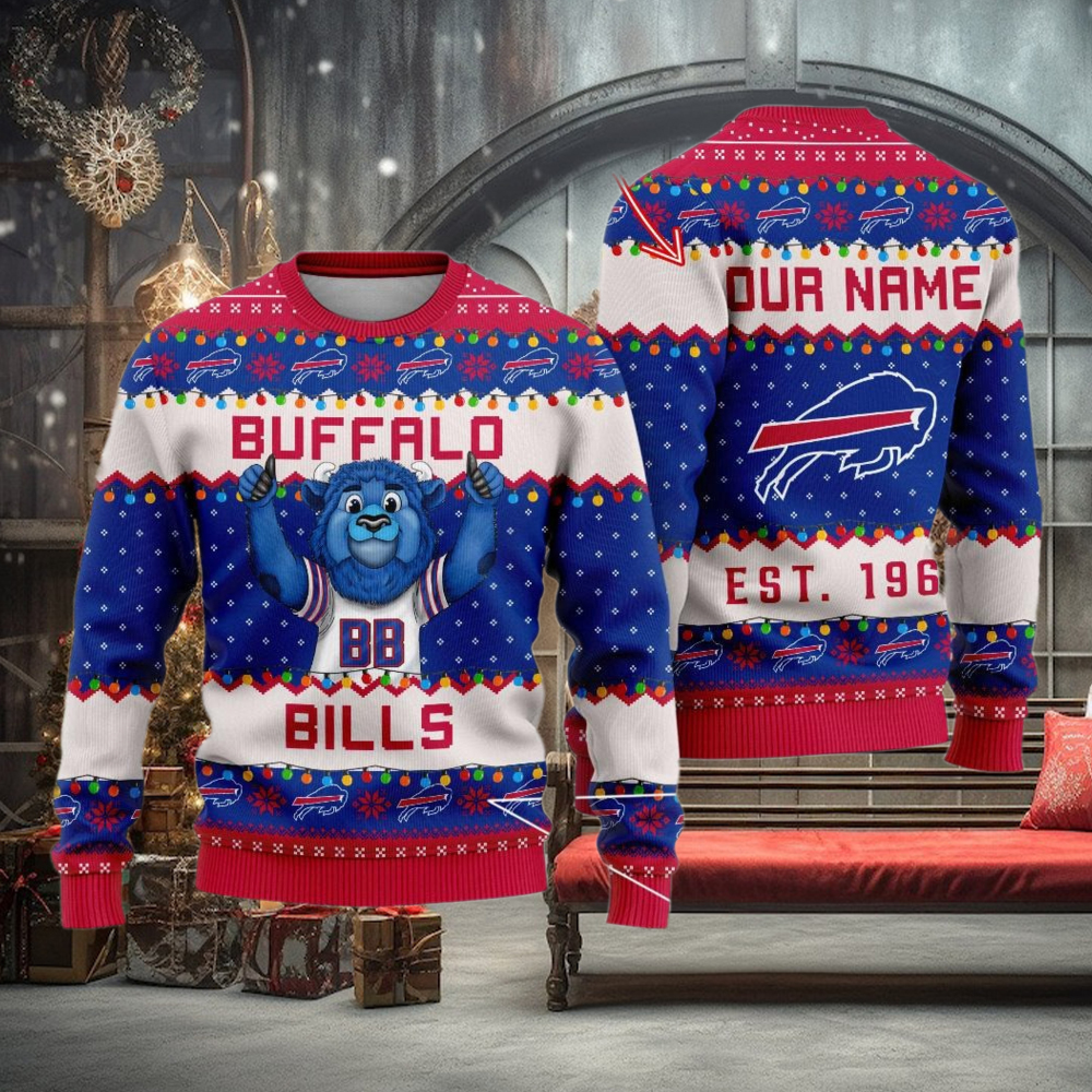 NFL Buffalo Bills Cute Mascot Custom Ugly Christmas Sweater NFL Buffalo Bills Cute Mascot Custom Ugly Christmas Sweater