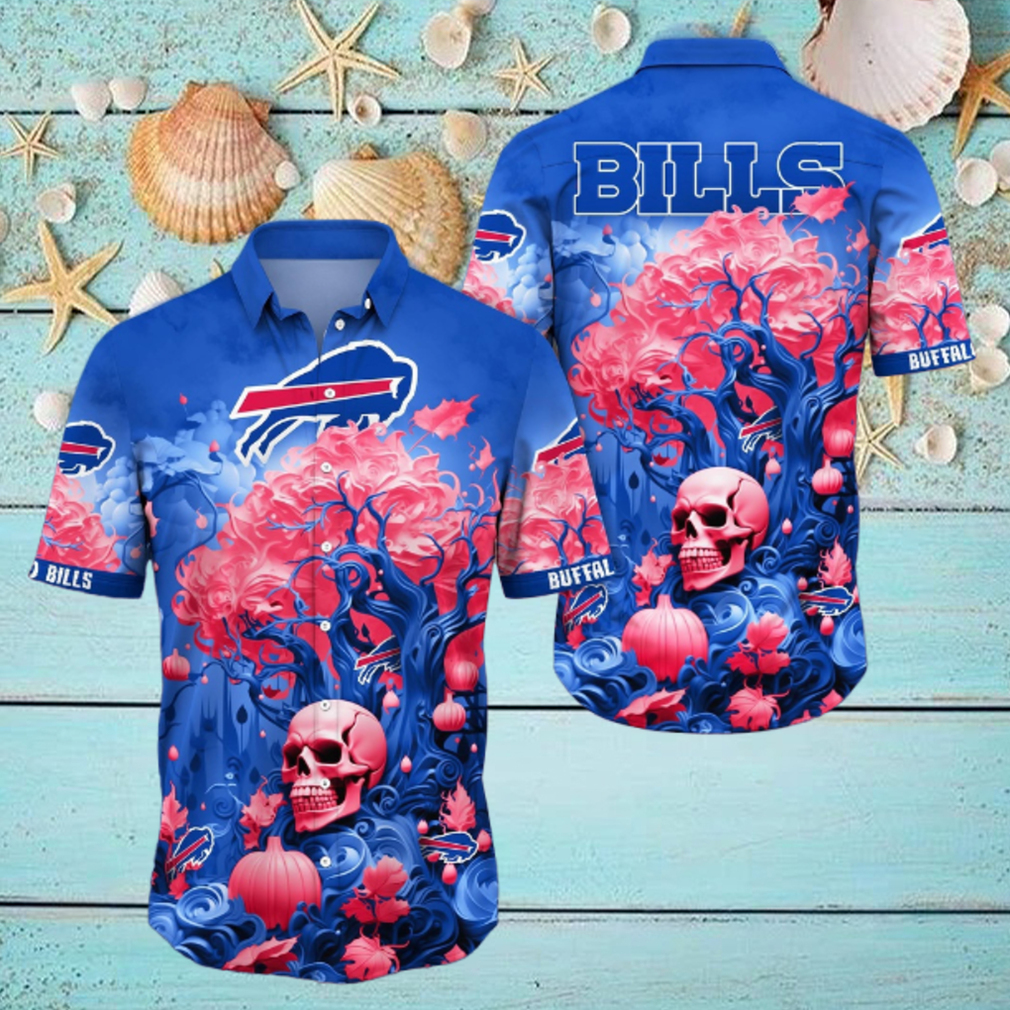 NFL Buffalo Bills Halloween Skull Pumpkin Hawaiian Shirt NFL Buffalo Bills Halloween Skull Pumpkin Hawaiian Shirt