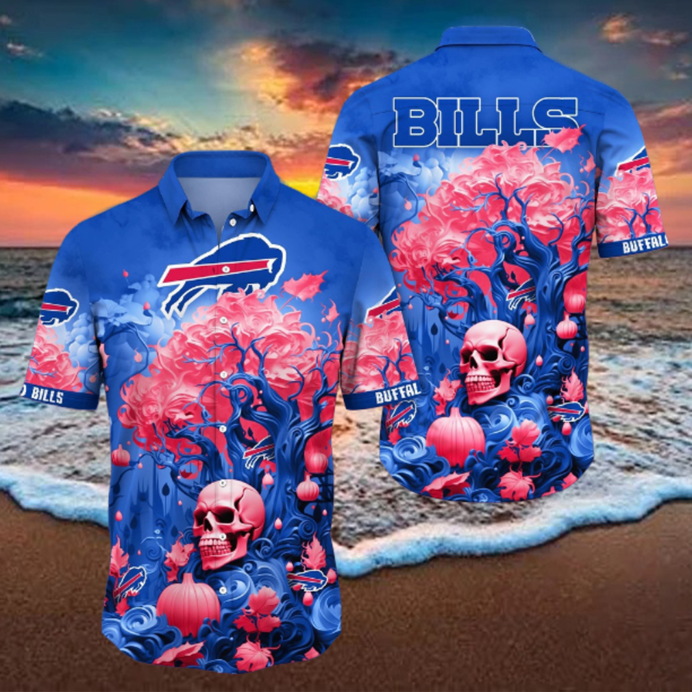NFL Buffalo Bills Halloween Skull Pumpkin Hawaiian Shirt NFL Buffalo Bills Halloween Skull Pumpkin Hawaiian Shirt