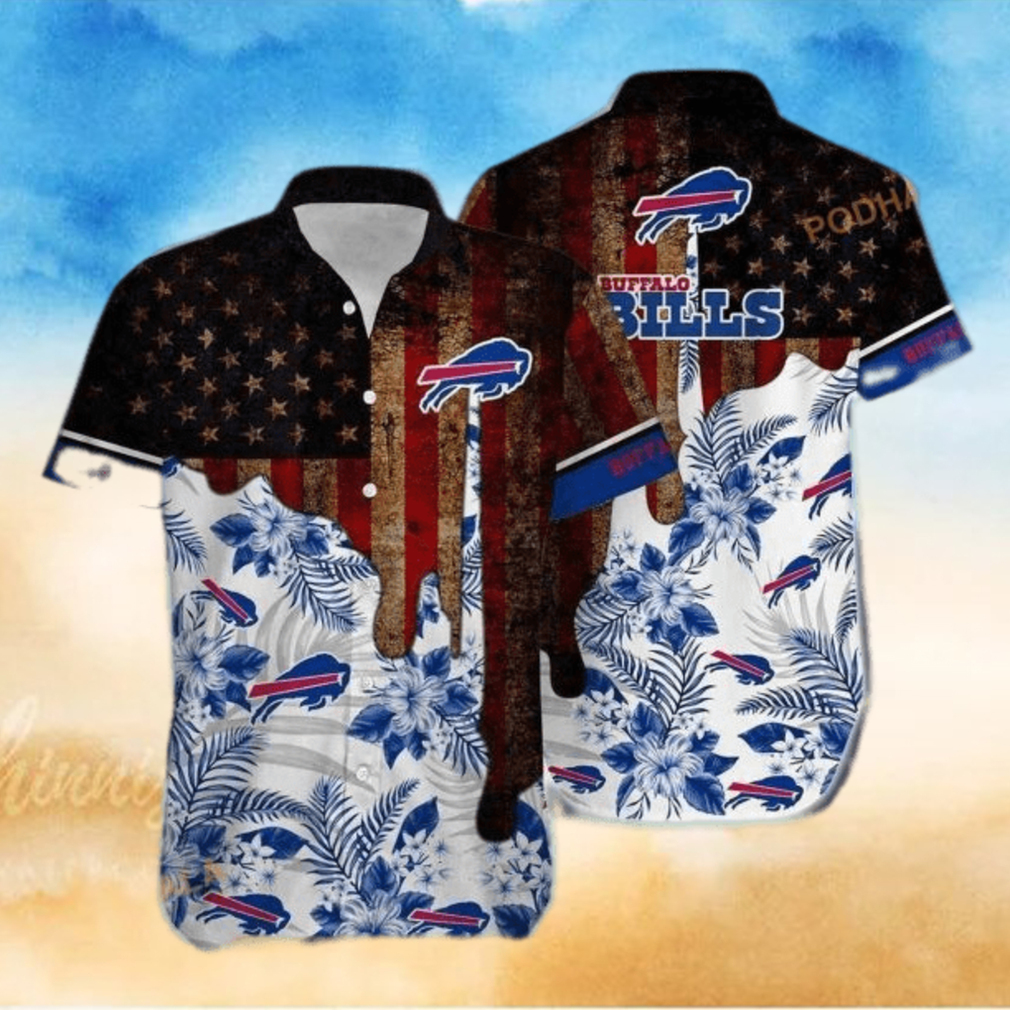 NFL Buffalo Bills Hawaiian Shirt Vintage US Flag Beach Gift For Friend NFL Buffalo Bills Hawaiian Shirt Vintage US Flag Beach Gift For Friend