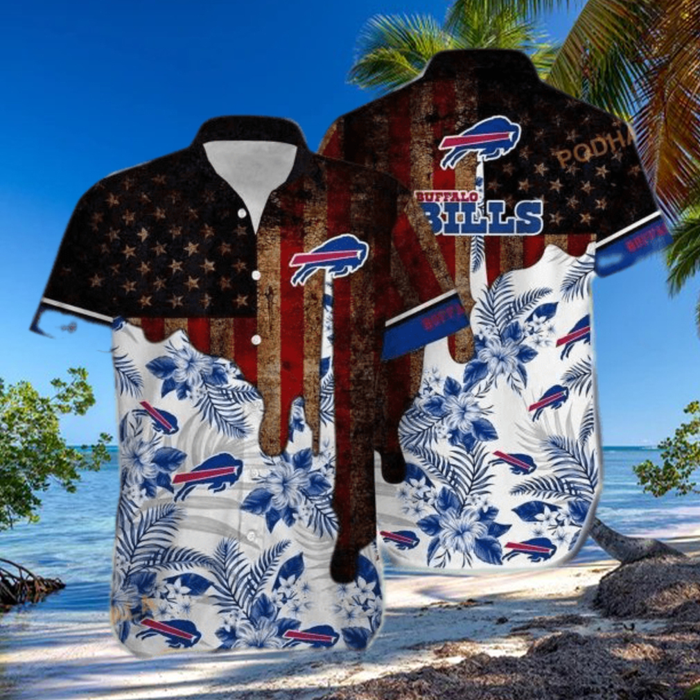NFL Buffalo Bills Hawaiian Shirt Vintage US Flag Beach Gift For Friend NFL Buffalo Bills Hawaiian Shirt Vintage US Flag Beach Gift For Friend