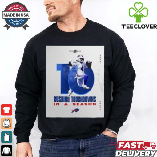 NFL Buffalo Bills James Cook 10 Rushing Touchdowns In A Season Signature Poster T shirt