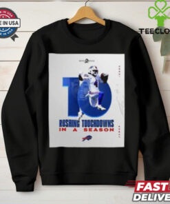 NFL Buffalo Bills James Cook 10 Rushing Touchdowns In A Season Signature Poster T shirt