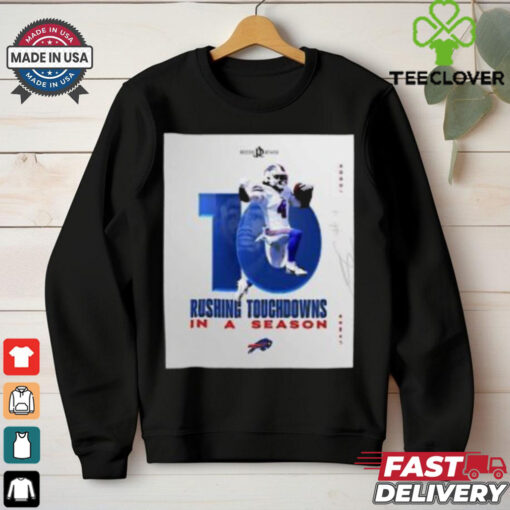 NFL Buffalo Bills James Cook 10 Rushing Touchdowns In A Season Signature Poster T shirt