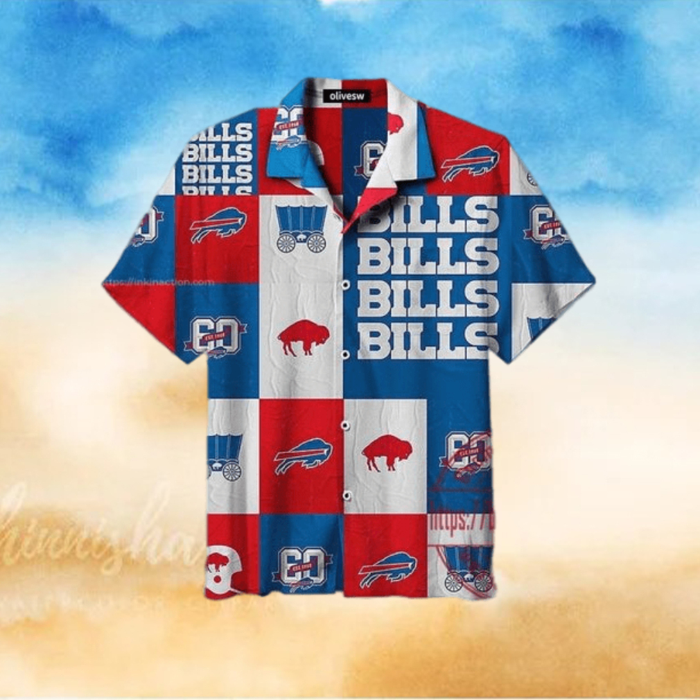 NFL Buffalo Bills Logo Collection Plaid Pattern Hawaiian Shirt NFL Buffalo Bills Logo Collection Plaid Pattern Hawaiian Shirt