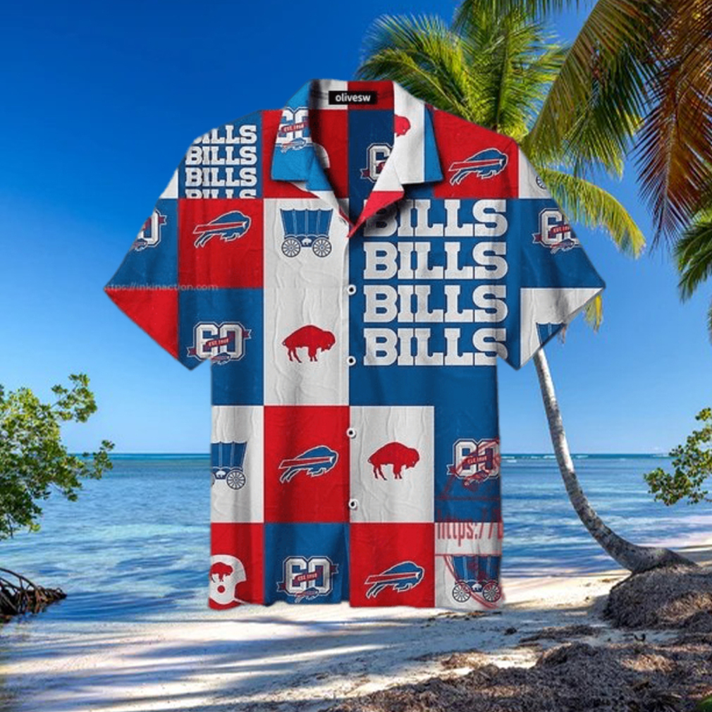 NFL Buffalo Bills Logo Collection Plaid Pattern Hawaiian Shirt NFL Buffalo Bills Logo Collection Plaid Pattern Hawaiian Shirt