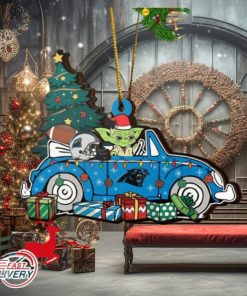 NFL Carolina Panthers And Baby Yoda Christmas Ornament 2023 Christmas Tree Decorations