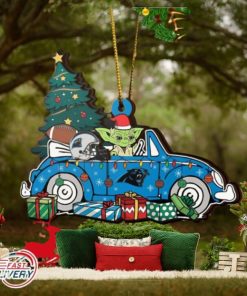 NFL Carolina Panthers And Baby Yoda Christmas Ornament 2023 Christmas Tree Decorations